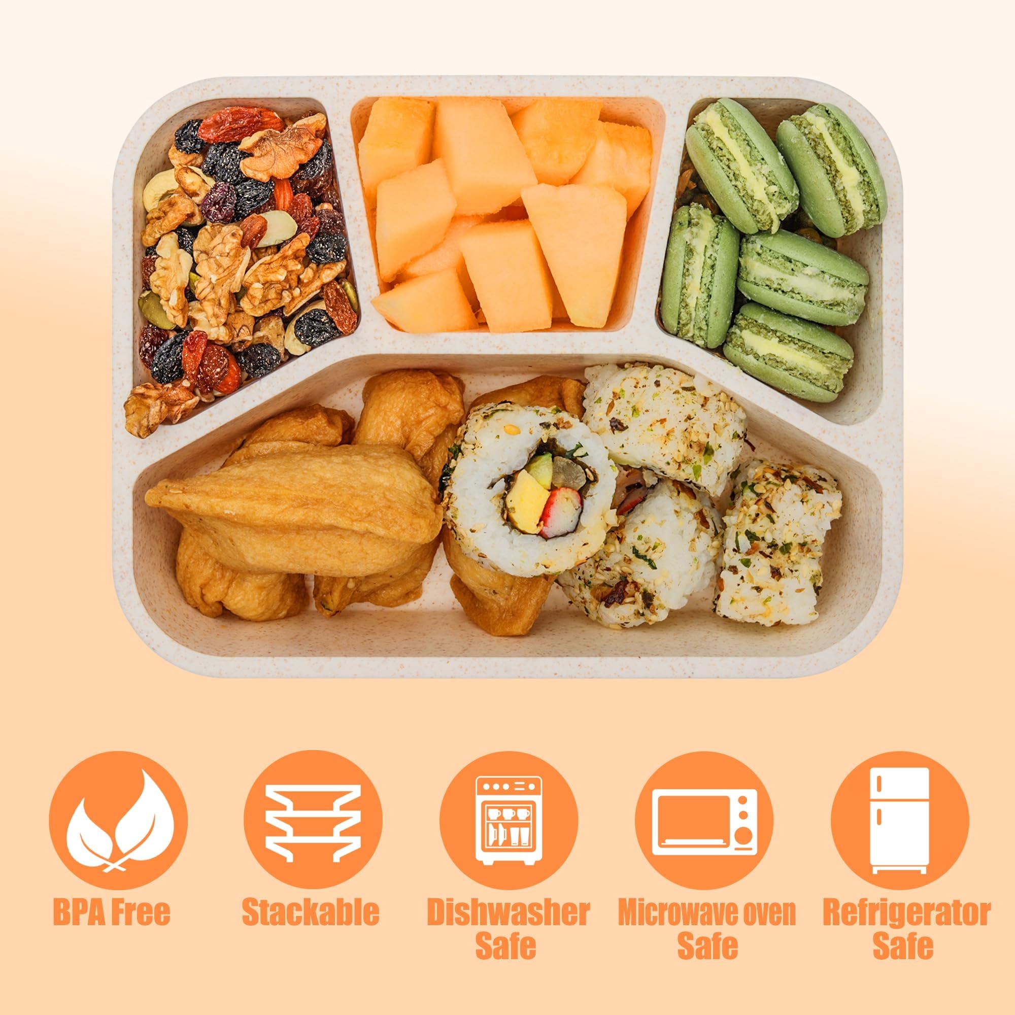 TOUWMX Bento Box beige compartment, versatile for adults at work.