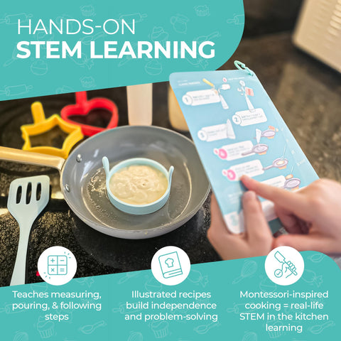 Tovla Jr circle mold with batter bottle simplifies kid-friendly pancake making.
