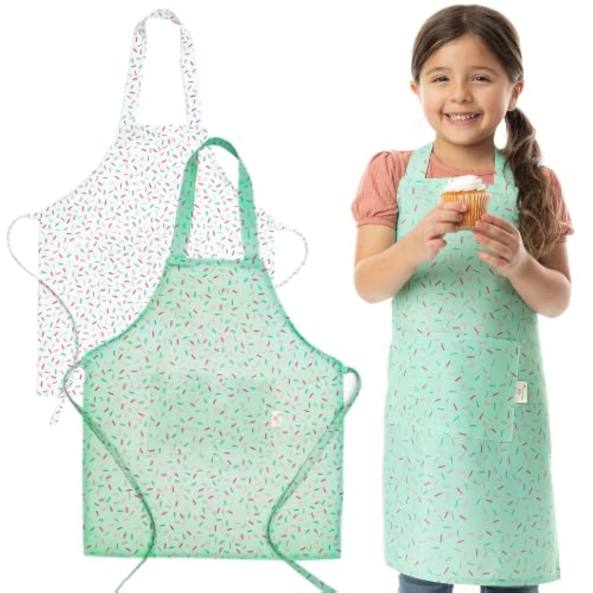 TOVLA JR kids apron set with front pockets keeps tools within reach during cooking.