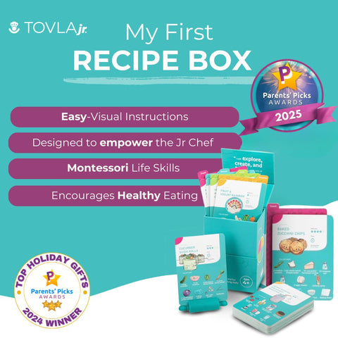 TOVLA JR storage box keeps ingredients and cards neatly organized for quick cooking sessions.