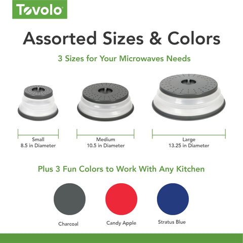Tovolo dishwasher-safe silicone splatter covers simplify cleanup after meals.