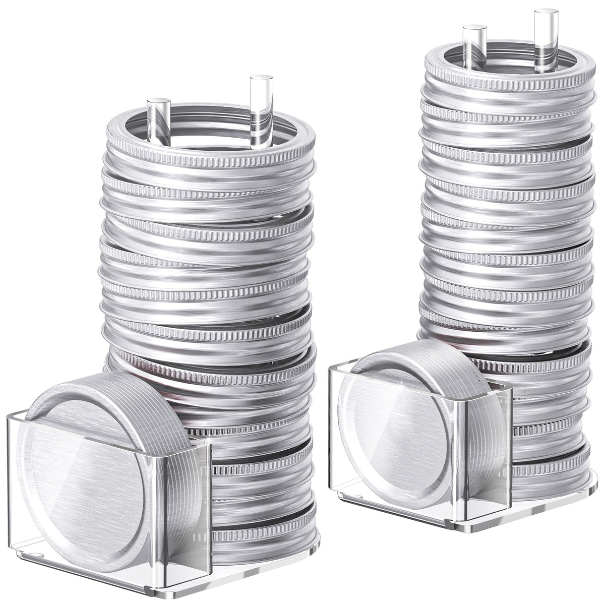 TOWARDFUN Mason Jar Lid Organizer shows wide and regular lids neatly stored for quick access
