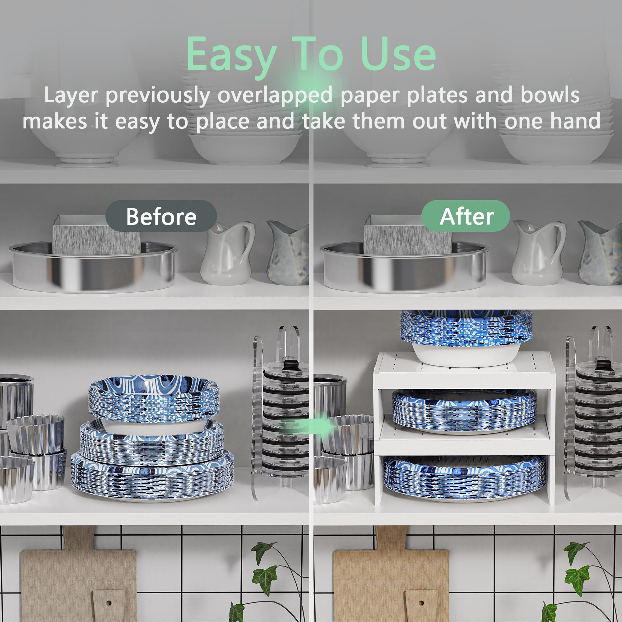 Towardfun paper bowl dispenser in white keeps bowls neatly stacked and ready.