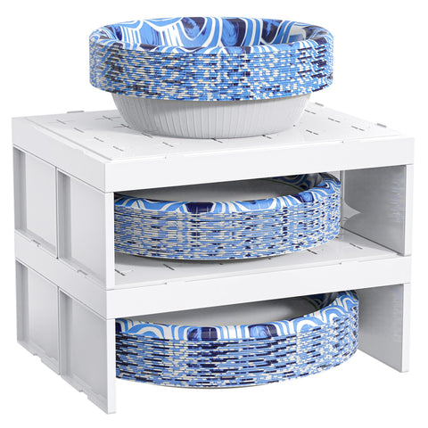 Towardfun paper plate dispenser in white organizes plates for quick access.