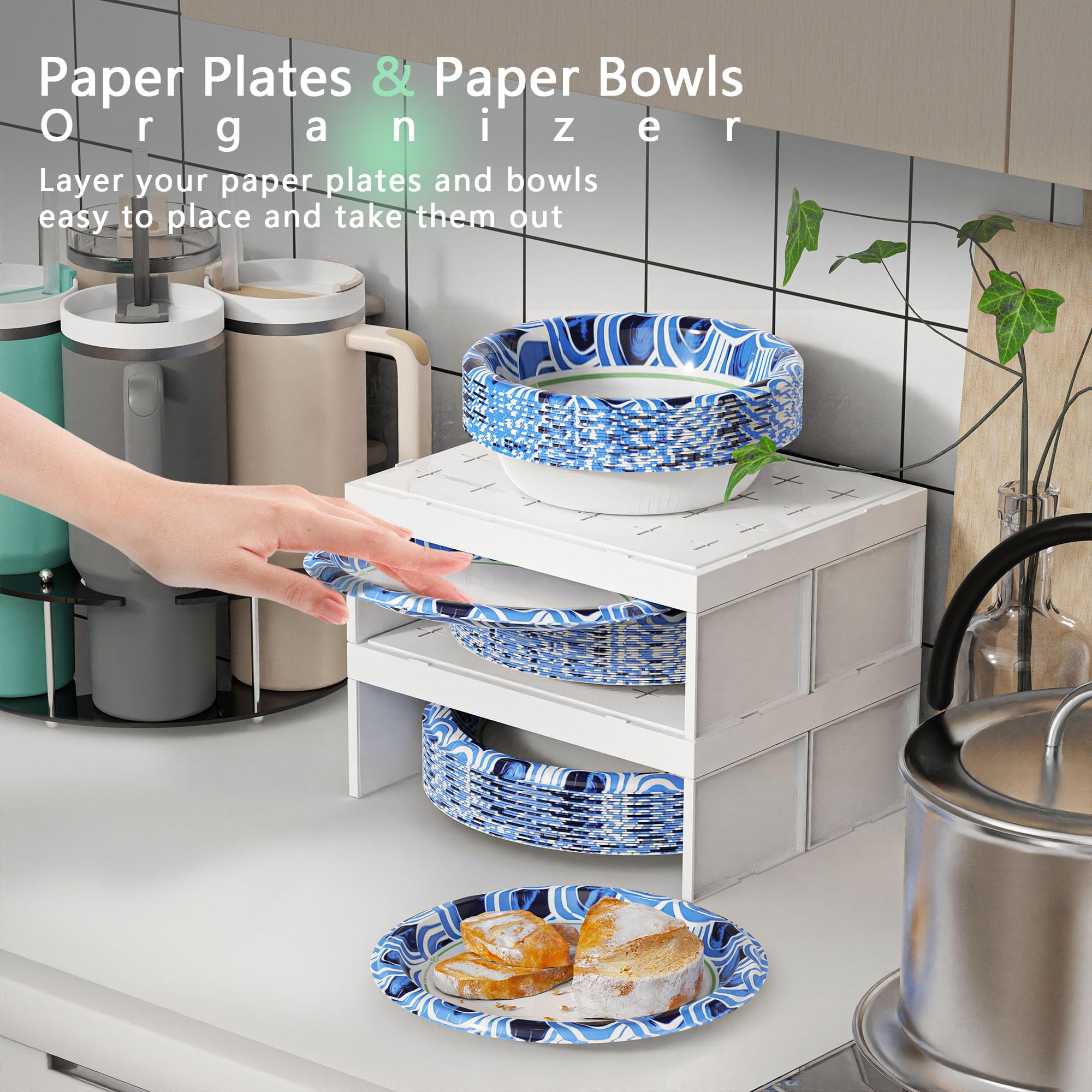 Towardfun stackable kitchen organizer with four feet for stable placement.