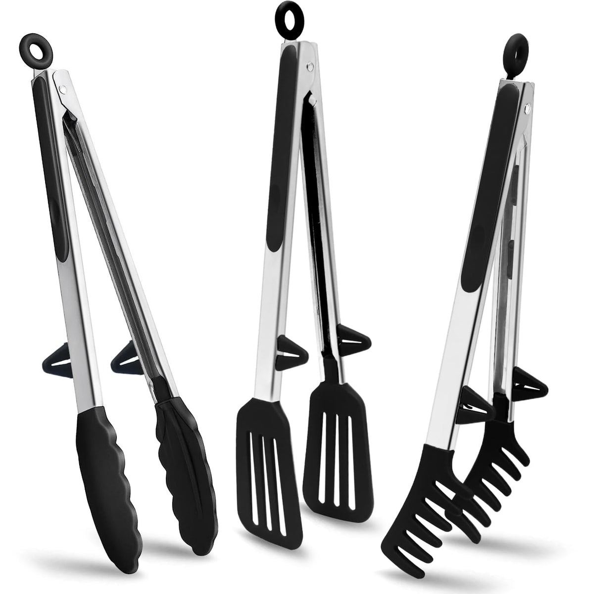 TOWINGO 12-inch classical tong with silicone tips, ideal for nonstick pan handling.