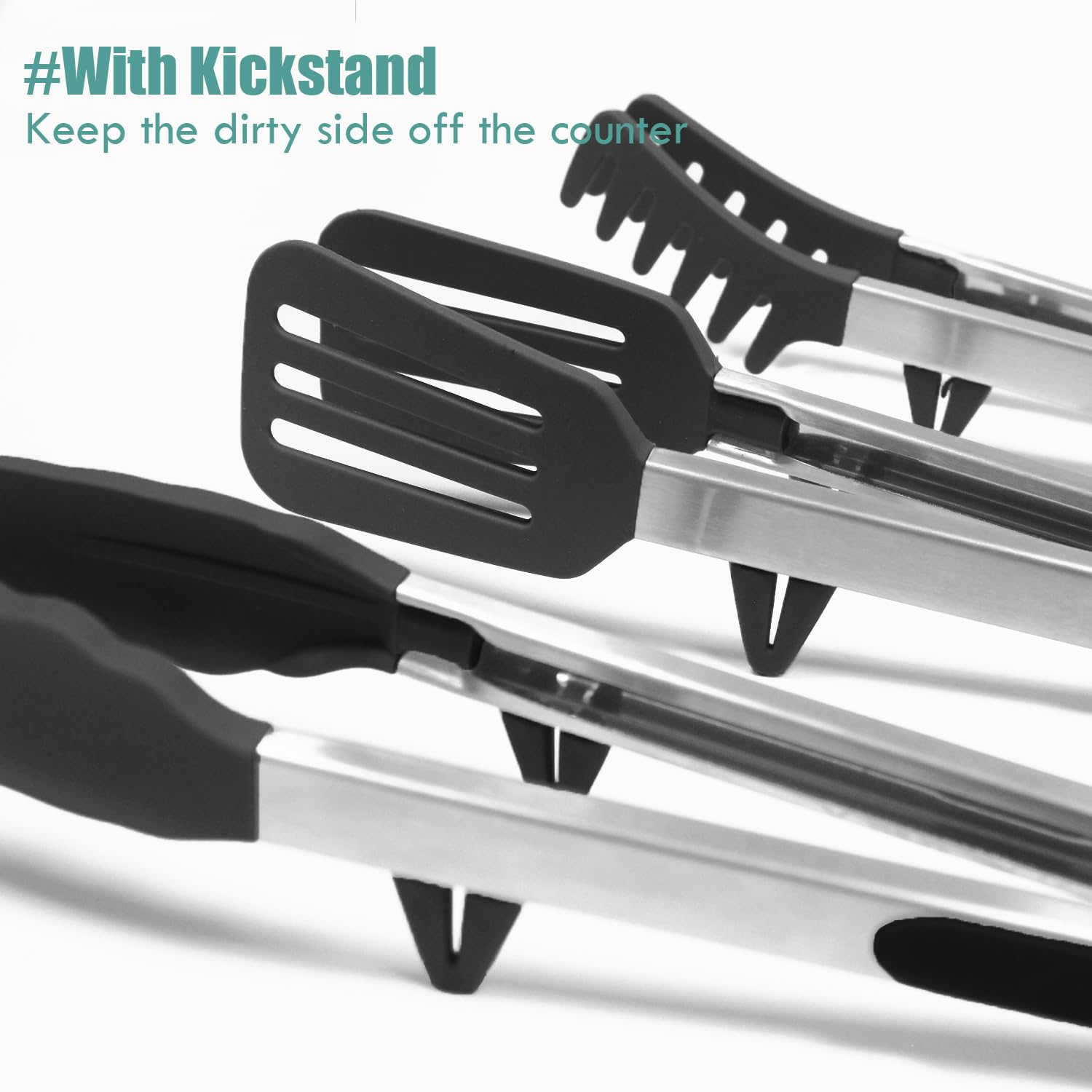 TOWINGO 12-inch spatula tong with silicone edge for easy flipping.