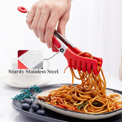TOWINGO grill tongs with heat-resistant silicone tips for grilling safely.