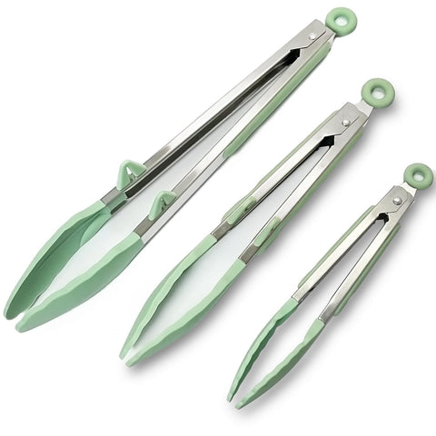 Towingo 7-inch silicone kitchen tongs with heat-resistant tips for safe cooking.