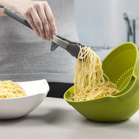 Towingo stand with three tongs shown for easy serving
