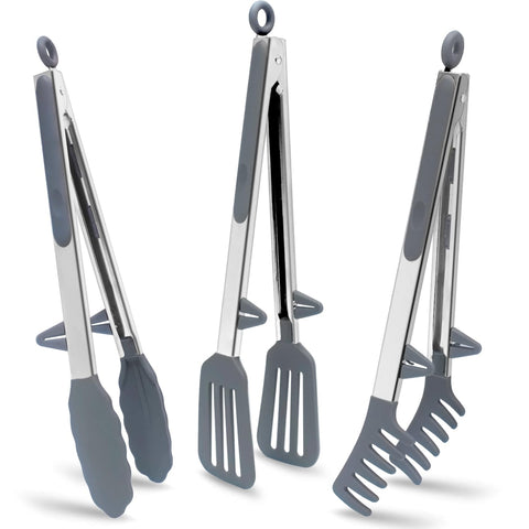 Towingo 12-inch Classic Tong with silicone tips for safe flipping and serving