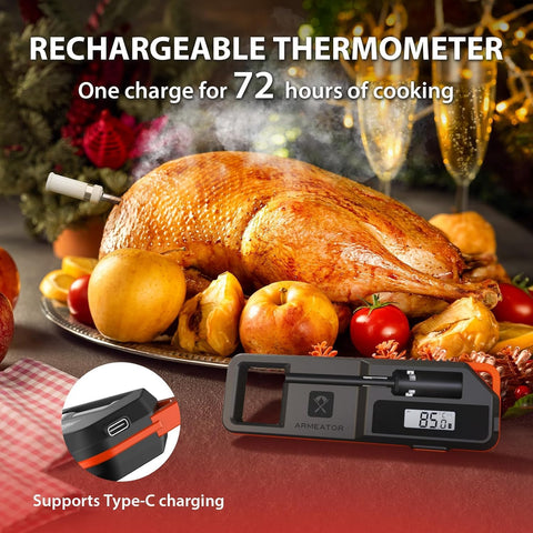 ToyCod A1 dual-sensors monitor meat and ambient temperatures together.