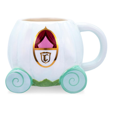 Toynk Disney Cinderella Coach Mug close-up reveals sculpted carriage details, great for collectors.