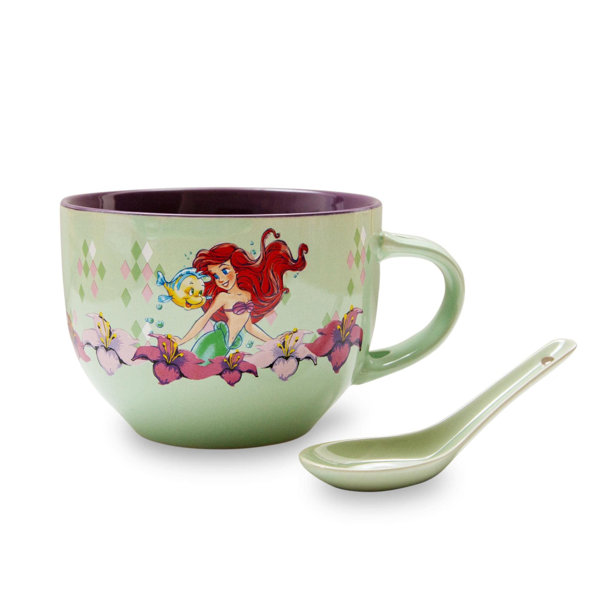 Toynk Disney Little Mermaid Ariel 24oz soup mug with spoon for cozy mornings