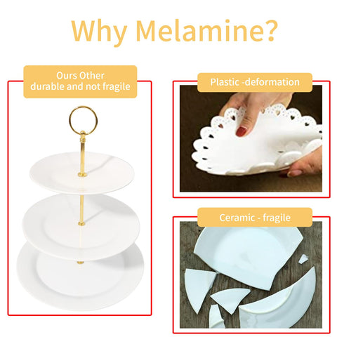 TP 3-Tier melamine cake stand cupcakes display for elegant dessert presentation.