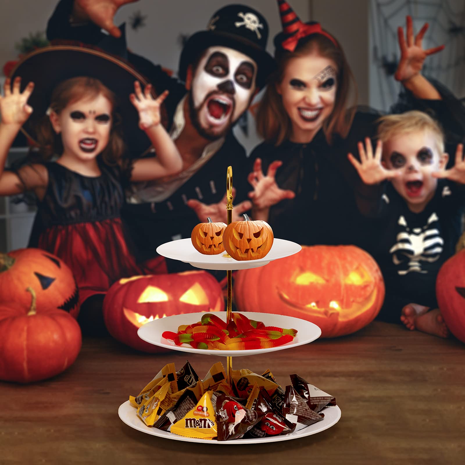 TP 3-Tier melamine cake stand fruit display keeping fruit organized and accessible.