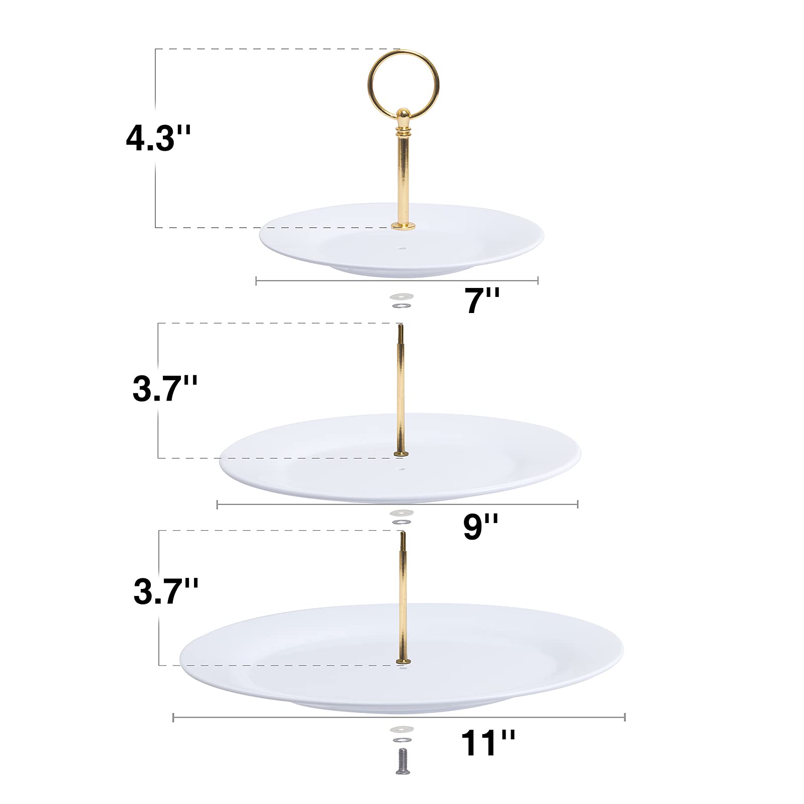 TP 3-Tier melamine cake stand white complements wedding or party decor.