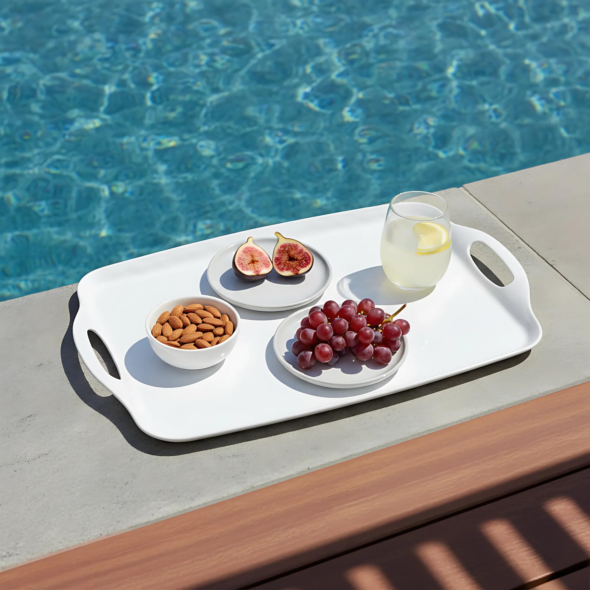 TP large serving trays 19x12 set-of-two, space-saving nestable design.