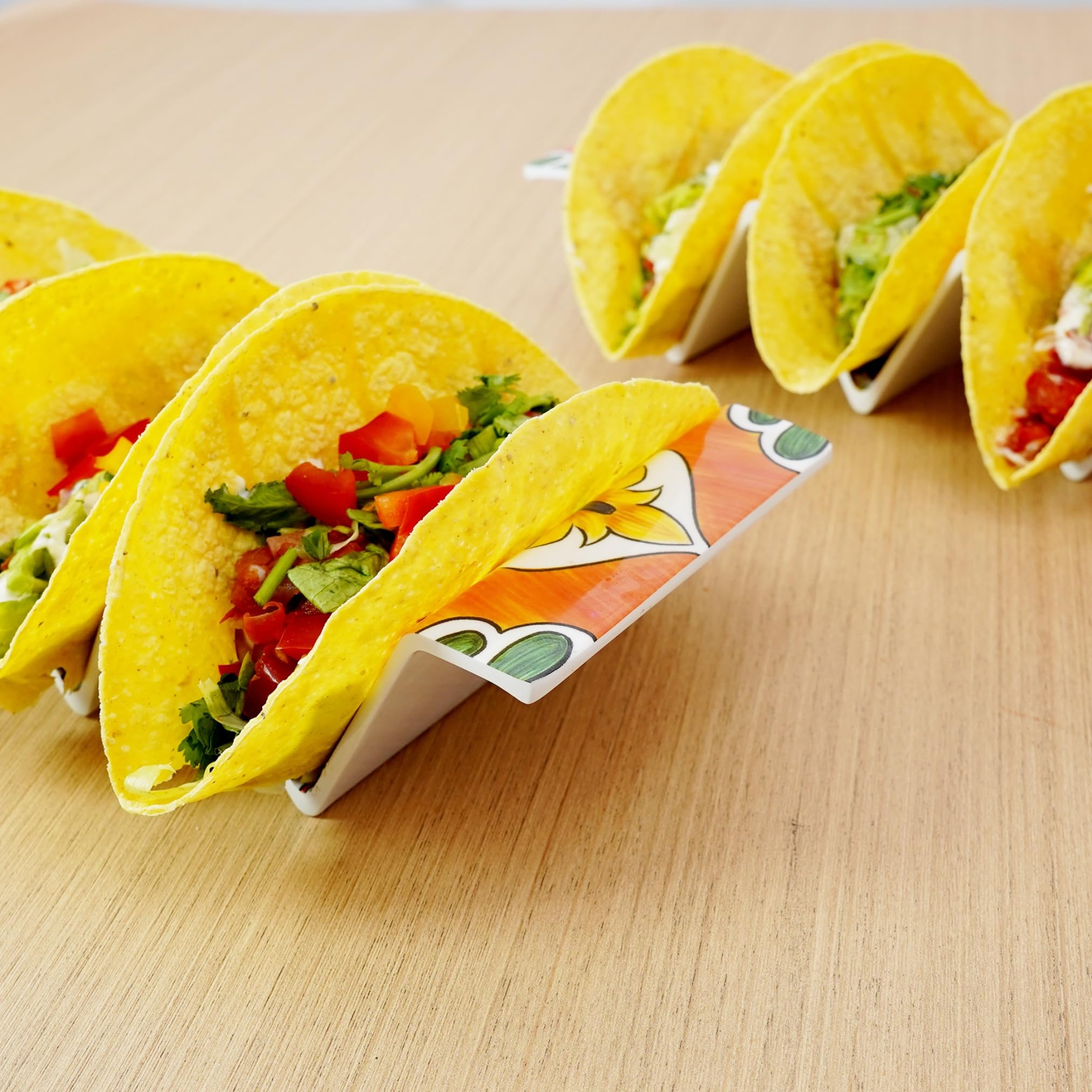 BPA-free melamine provides durable, kid-friendly taco presentation.