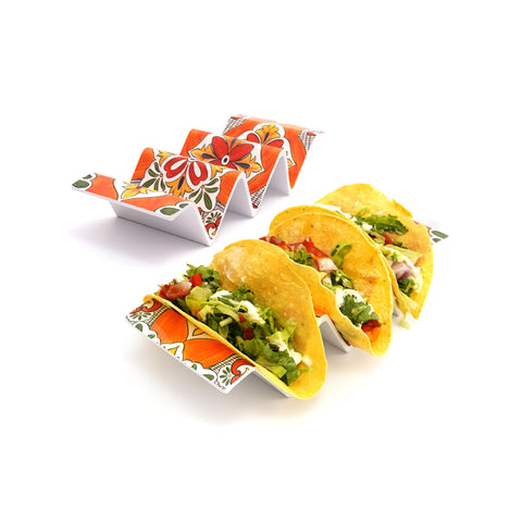 Stackable TP taco holders save cabinet space after meals.