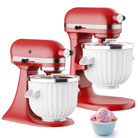 TPGSING ice cream bowl attachment demonstrates stable operation on KitchenAid stand mixers.