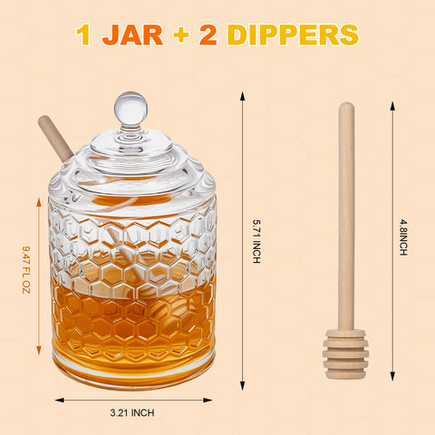 TPSUIPA clear crystal honey pot with lid preserves freshness and shine.