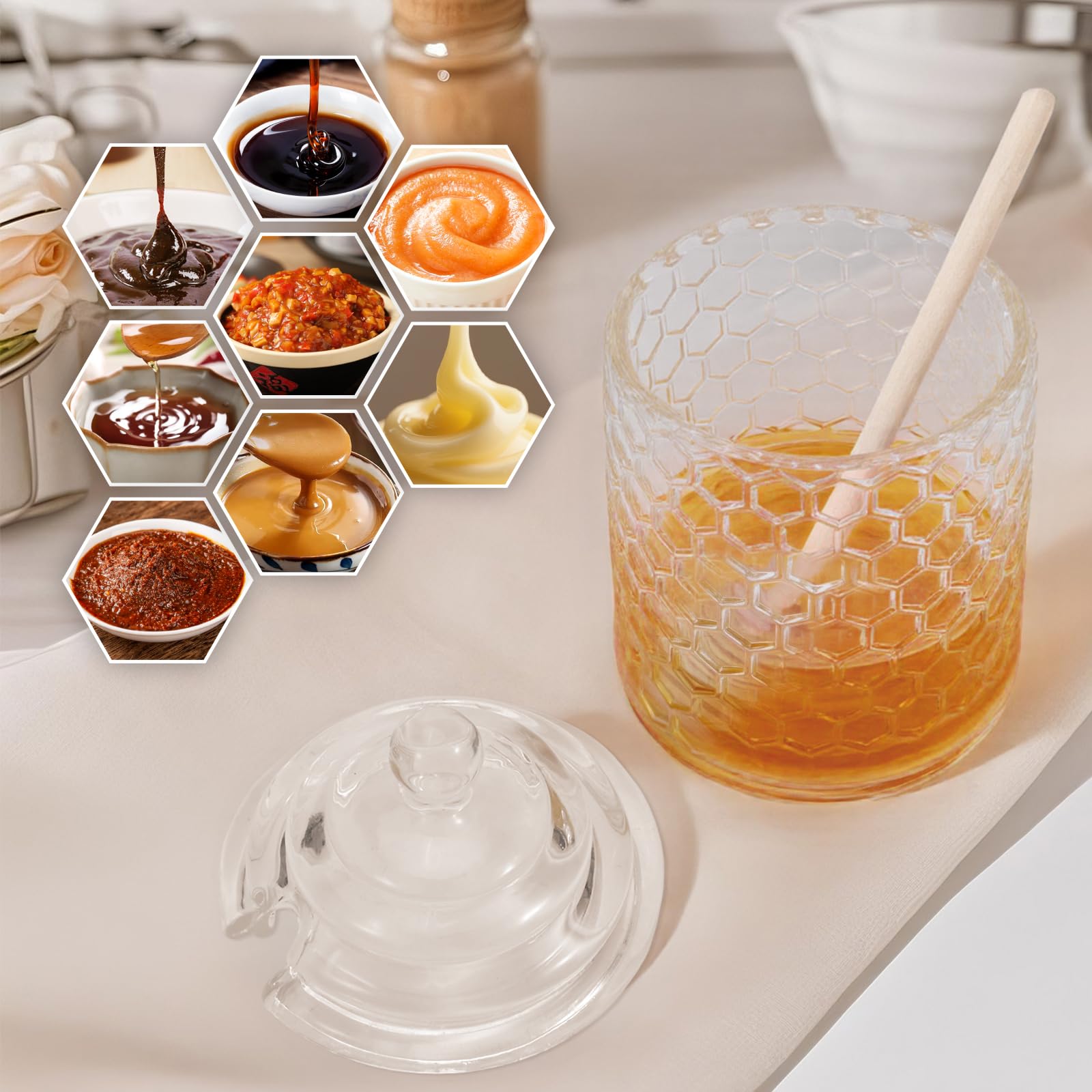 TPSUIPA glass syrup dispenser container for versatile kitchen use.