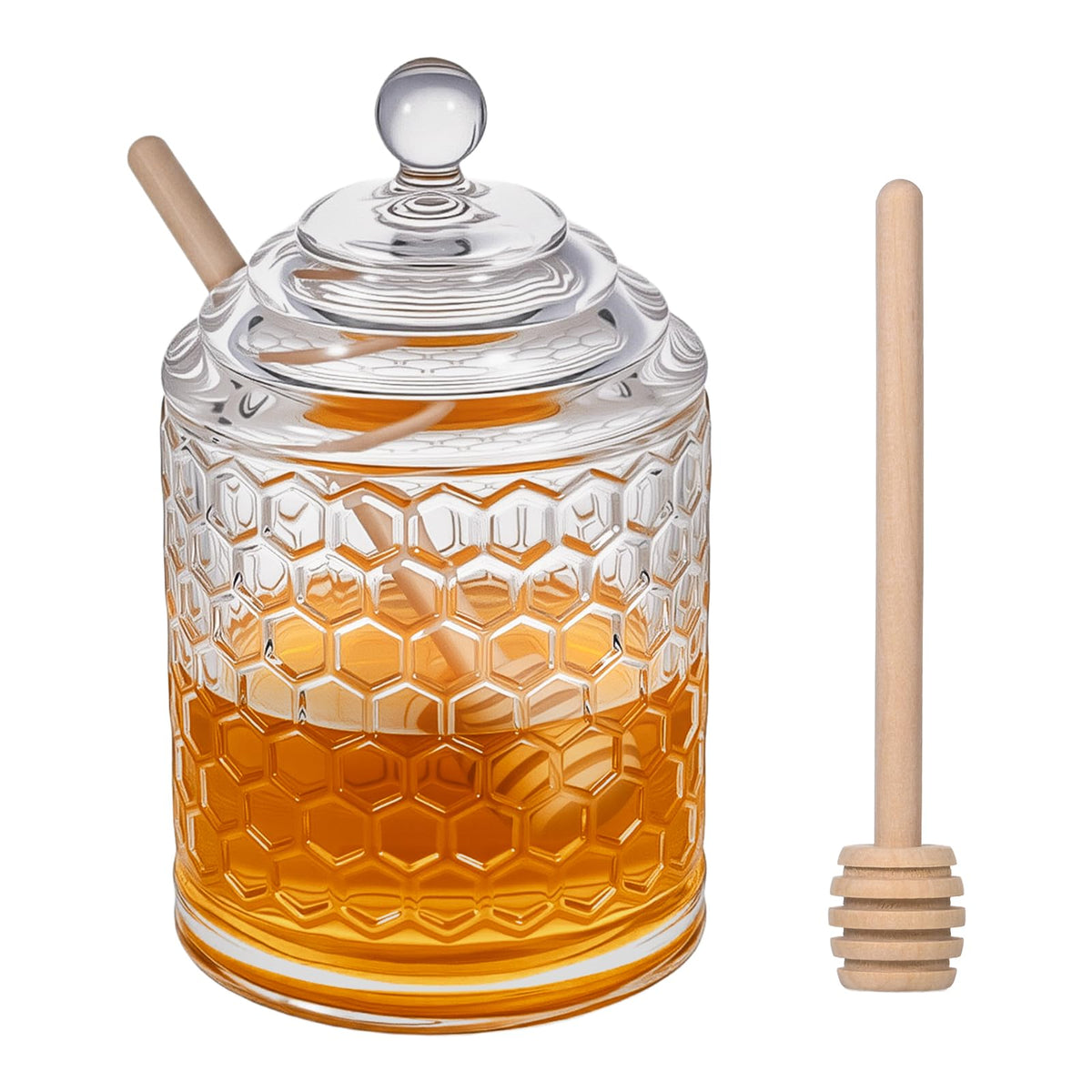 TPSUIPA honey pot with dipper set for mess-free drizzle at tea time.