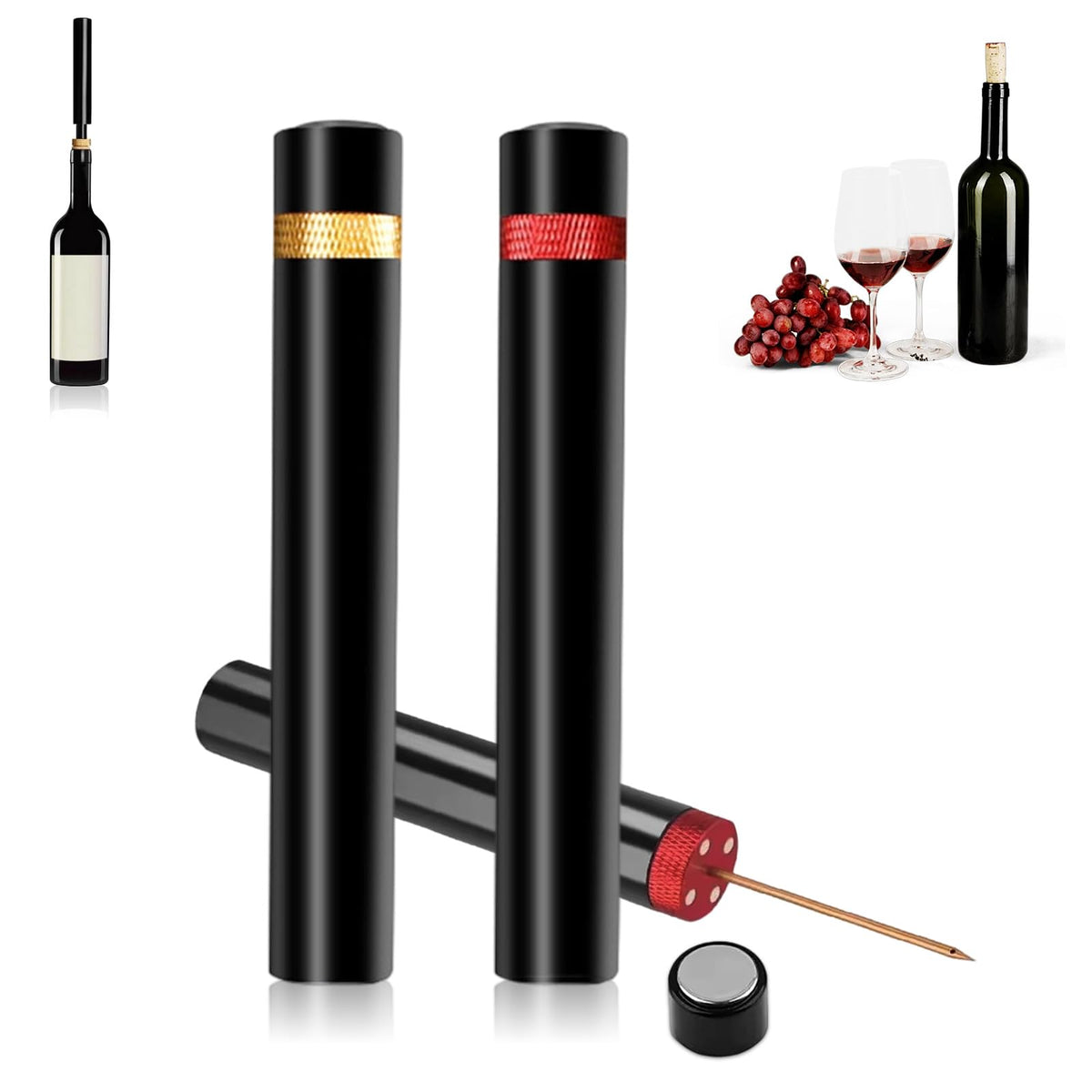 TQBAJ Aeropop wine opener golden action for quick cork removal