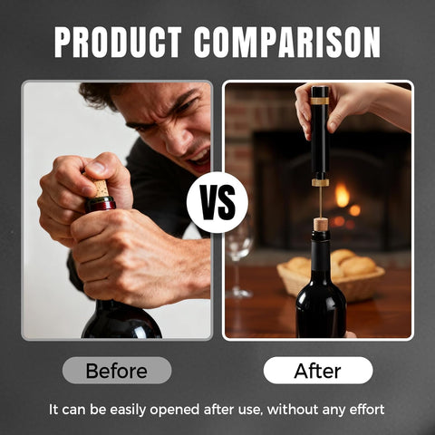 TQBAJ portable air pump handle enables one-handed cork extraction
