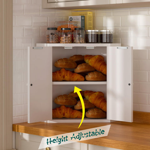 TQQDCI corner bread box with door open reveals two-layer storage