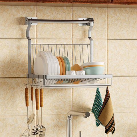 TQVAI hanging rod provides quick access to towels and utensils.