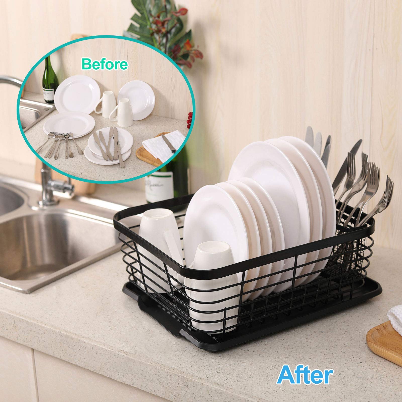 TQVAI coated finish guards against scratches on dishes and sink surfaces.