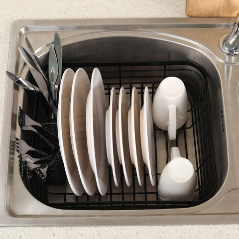 TQVAI upgraded metal frame protects dishes and sink during drying.