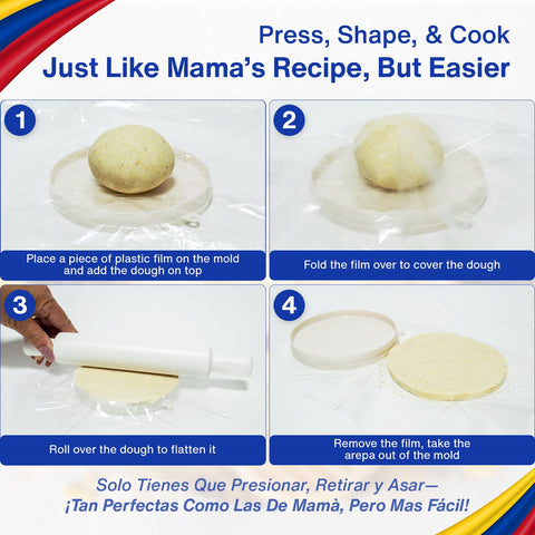 TraditionTools Arepa Mold Kit 3 Sizes enables thickness customization