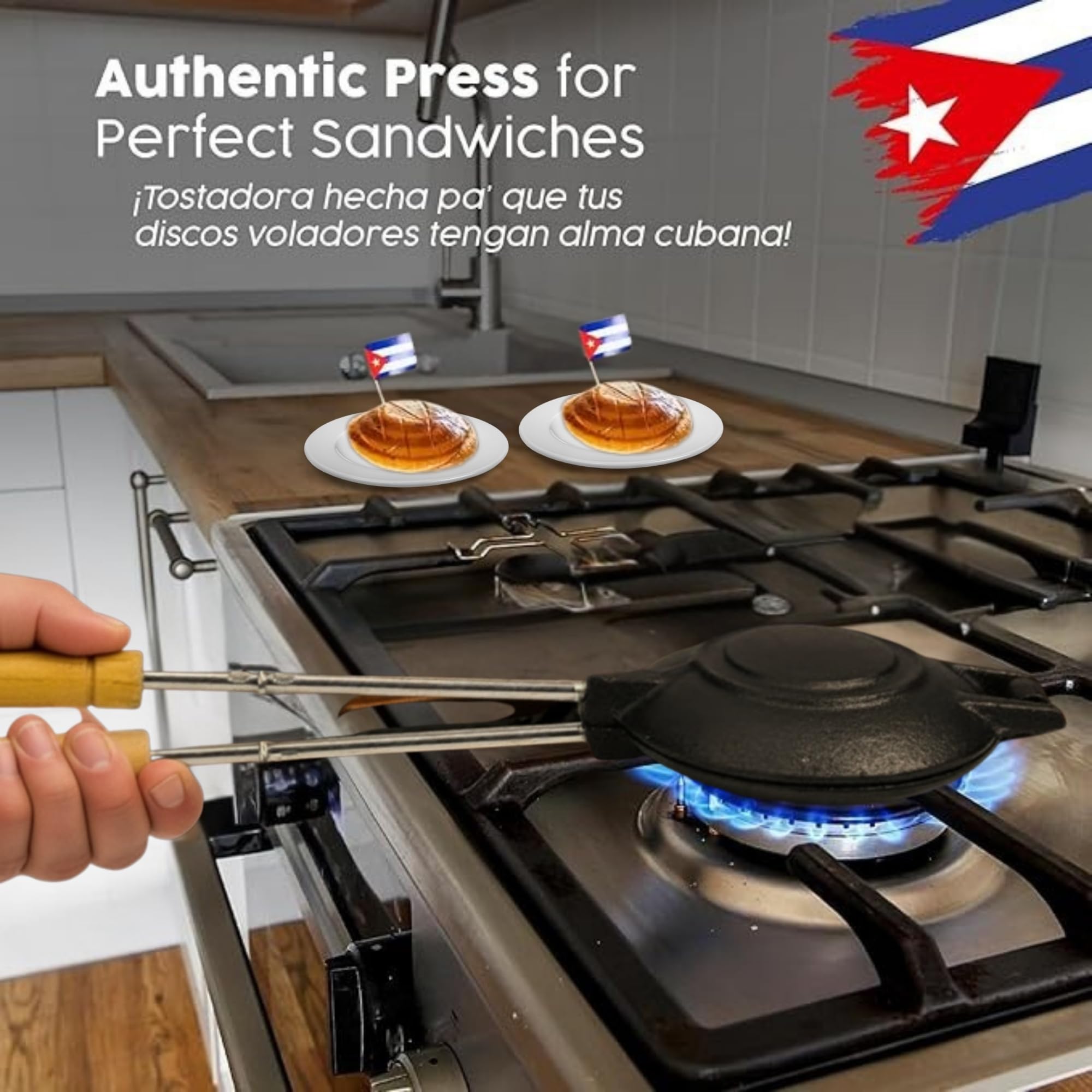 TraditionTools cast-iron press with round design ensures consistent heat for guava and cheese fillings.