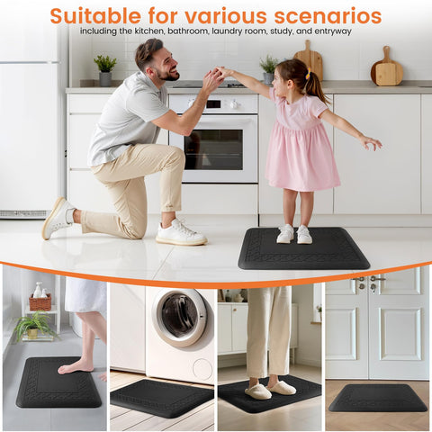 TranquilMoments 17.3x24 inch mat in black fits any kitchen layout.