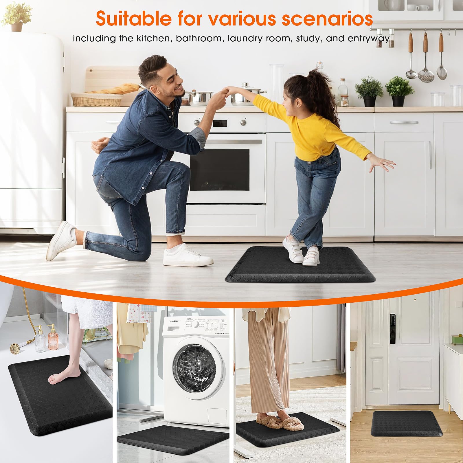 TranquilMoments stain-resistant mat stays clean through daily use.