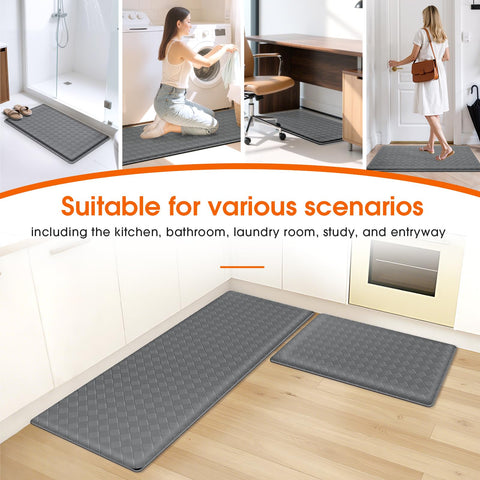 TranquilRelax Diamond Kitchen Mat diamond-pattern styling enhances kitchen decor.