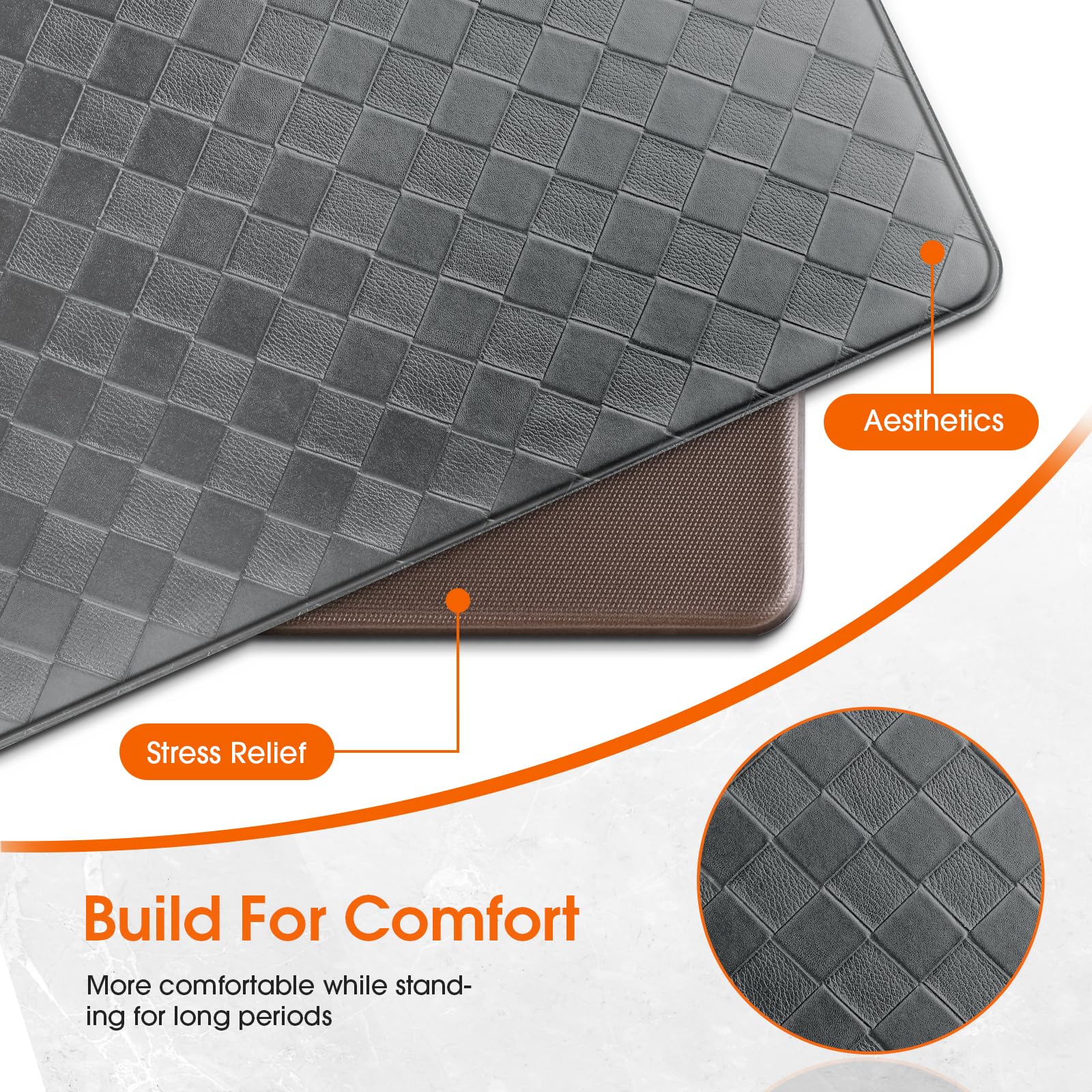 TranquilRelax Diamond Kitchen Mat easy-clean design for quick maintenance.