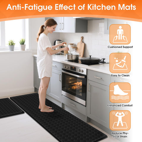 TranquilRelax diamond kitchen mat in laundry-room scene keeping feet comfortable while laundering.