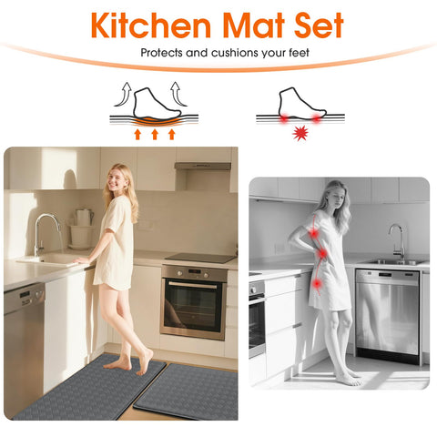 TranquilRelax Diamond Kitchen Mat waterproof surface protects floors.
