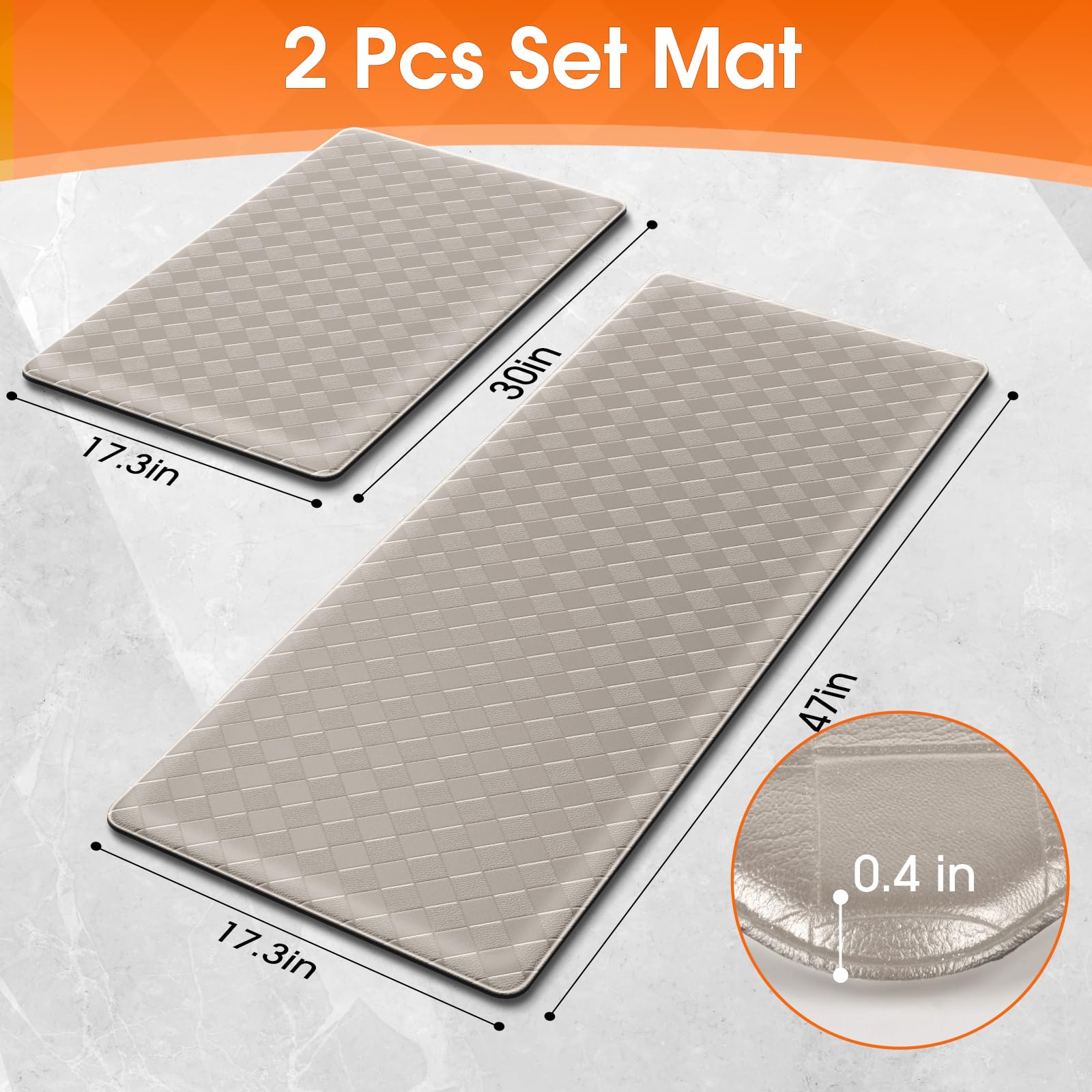 TranquilRelax anti-fatigue kitchen mat highlighting soft cushioning for legs.