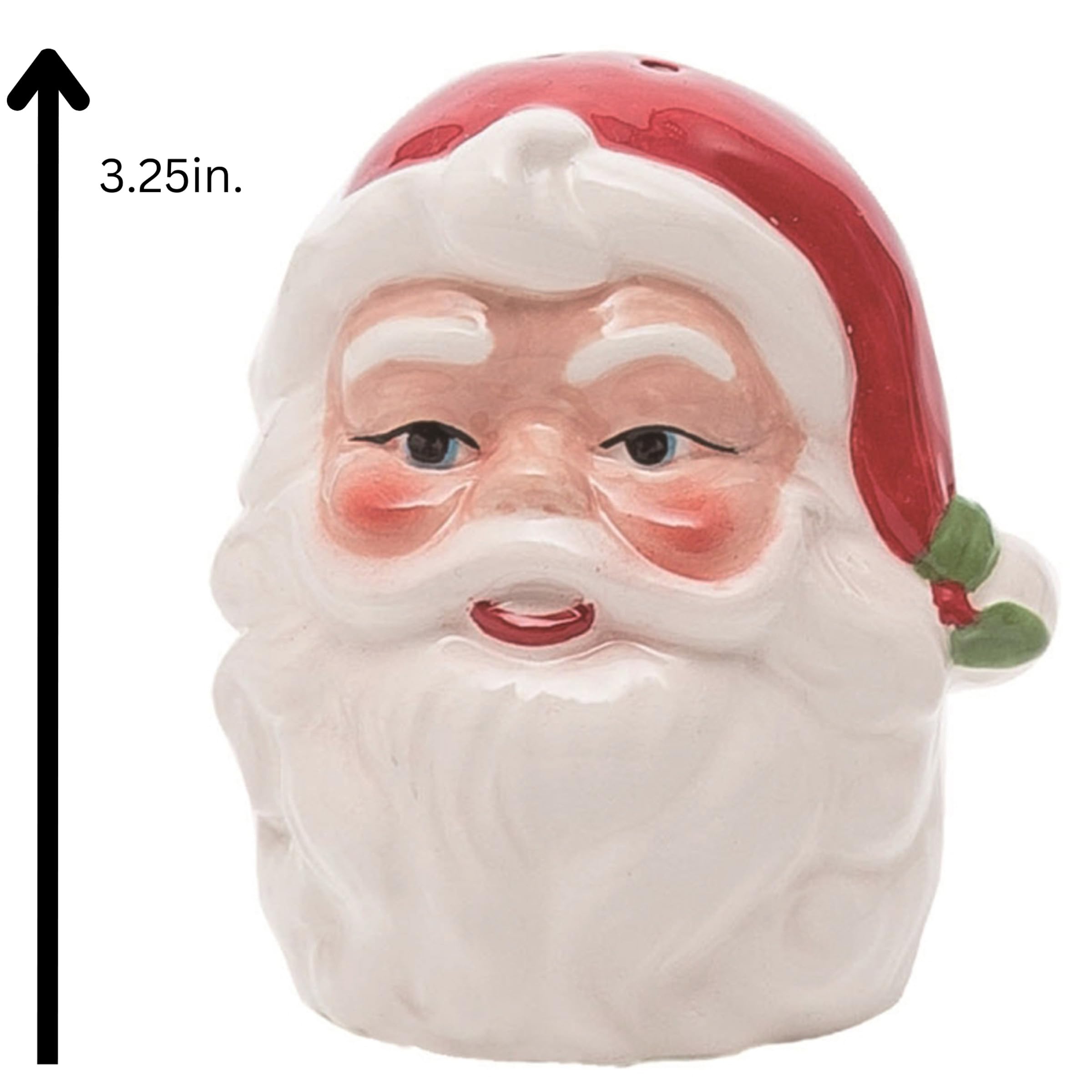 Tabletop display featuring multicolor Santa shakers from Transpac.