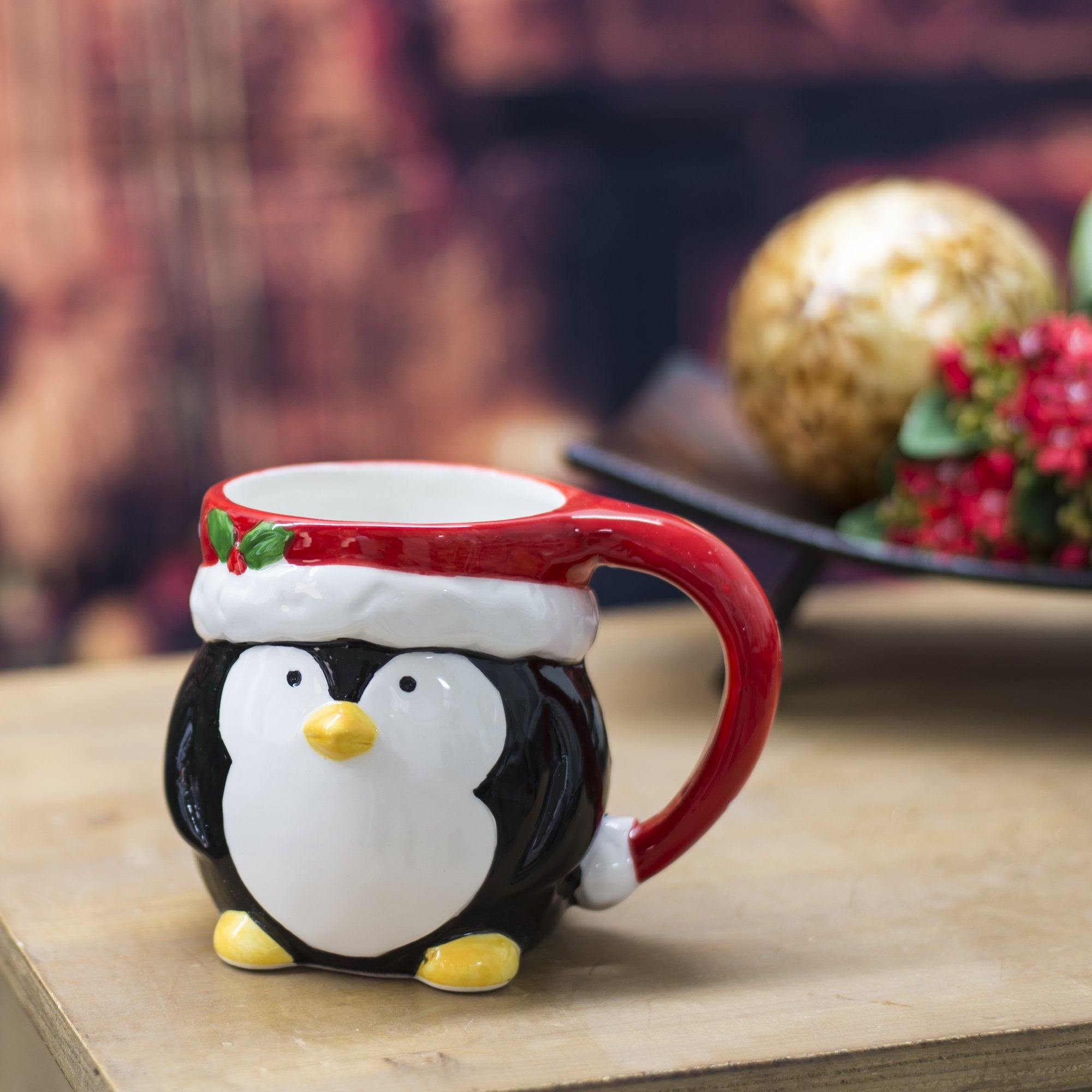Transpac Penguin Holiday Mug design detail highlighting craftsmanship and Christmas cheer.
