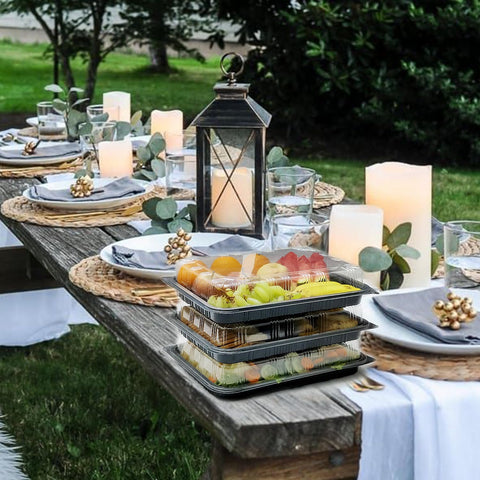 TRAYA 13-inch serving tray with clear lid—easy, organized presentation.