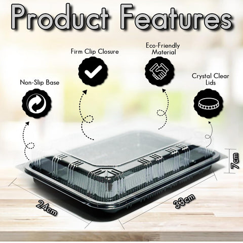 TRAYA reusable plastic trays—versatile for gatherings and reuse.