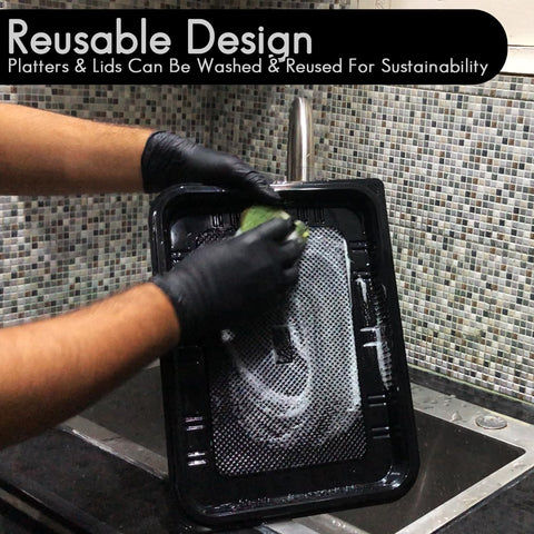 TRAYA easy-washable serving trays for quick cleanup after parties.