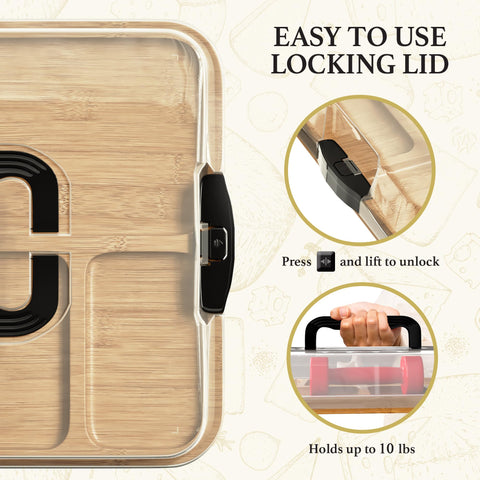 Trayful charcuterie board travel-ready for picnics or roadside snacks.