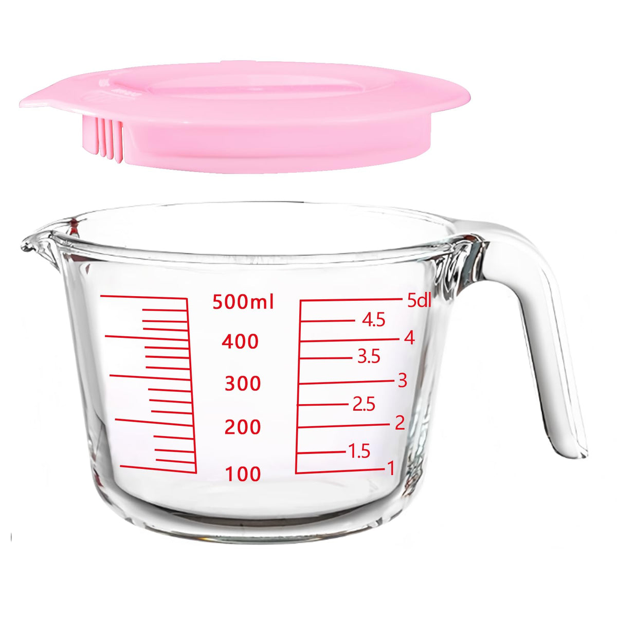 TRBIDRBO 2-cup glass measuring cups with lid, clear marks for precise measuring
